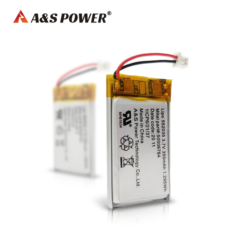 552035 3.7v 350mah rechargeable lithium polymer battery