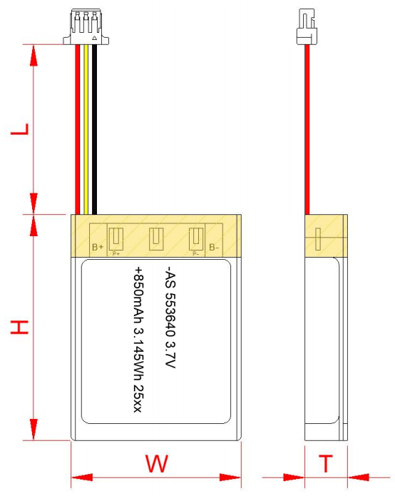 AS553640 3.7v 850mAh LiPo Battery AS553640 3.7v 850mAh LiPo Battery