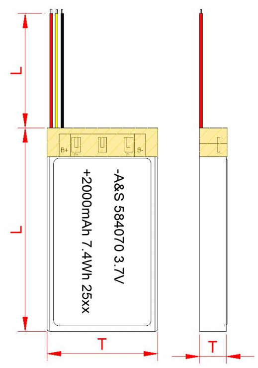 AS584070 3.7v 2000mAh Rechargeable Li-Polymer Battery AS584070 3.7v 2000mAh Rechargeable Li-Polymer Battery