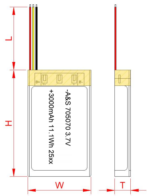 AS755070 3.7v 3000mAh Rechargeable LiPo Battery AS755070 3.7v 3000mAh Rechargeable LiPo Battery