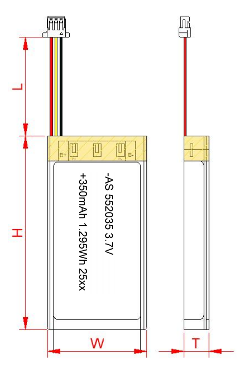 AS552035 3.7v 350mAh Rechargeable Li-Polymer Battery AS552035 3.7v 350mAh Rechargeable Li-Polymer Battery