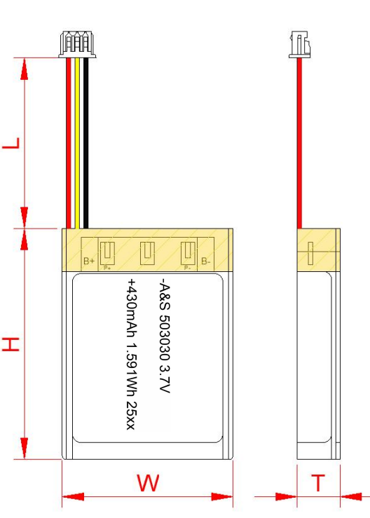 AS503030 3.7V 430mAh LiPo Battery AS503030 3.7V 430mAh LiPo Battery